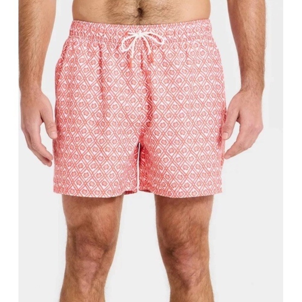 Men 5'' Patterned Swim Trunks - Goodfellow & Co Orange XXL